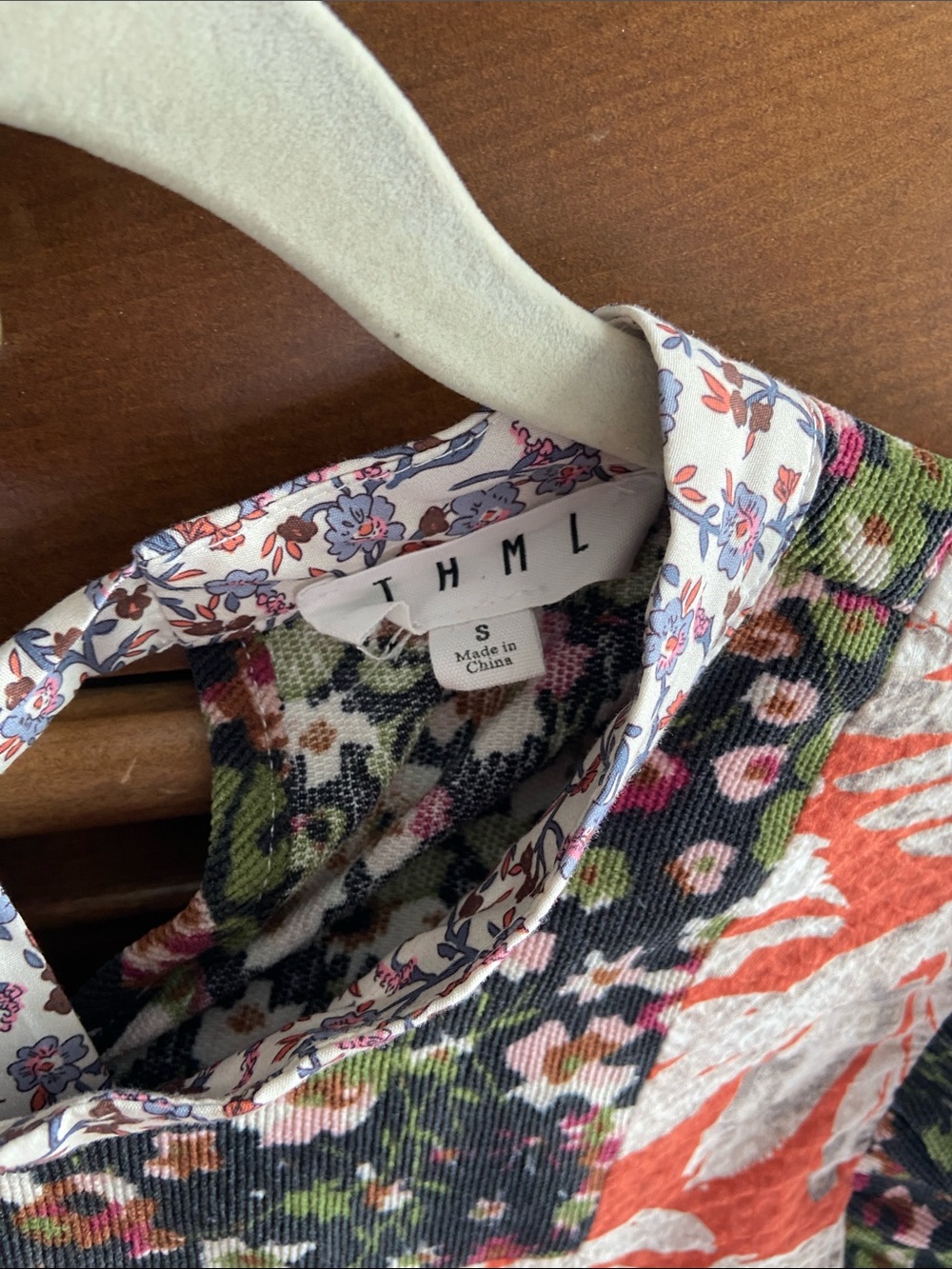 THML Mixed Floral Patchwork Top in Coral, Navy, Cream, Green - Picture 2 of 3